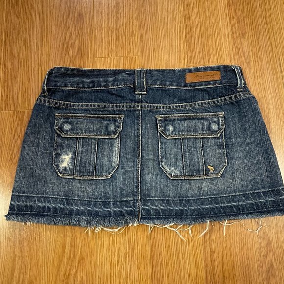 VINTAGE 2000s ABERCROMBIE & FITCH DENIM CARGO MINI SKIRT - Picture 2 of 10